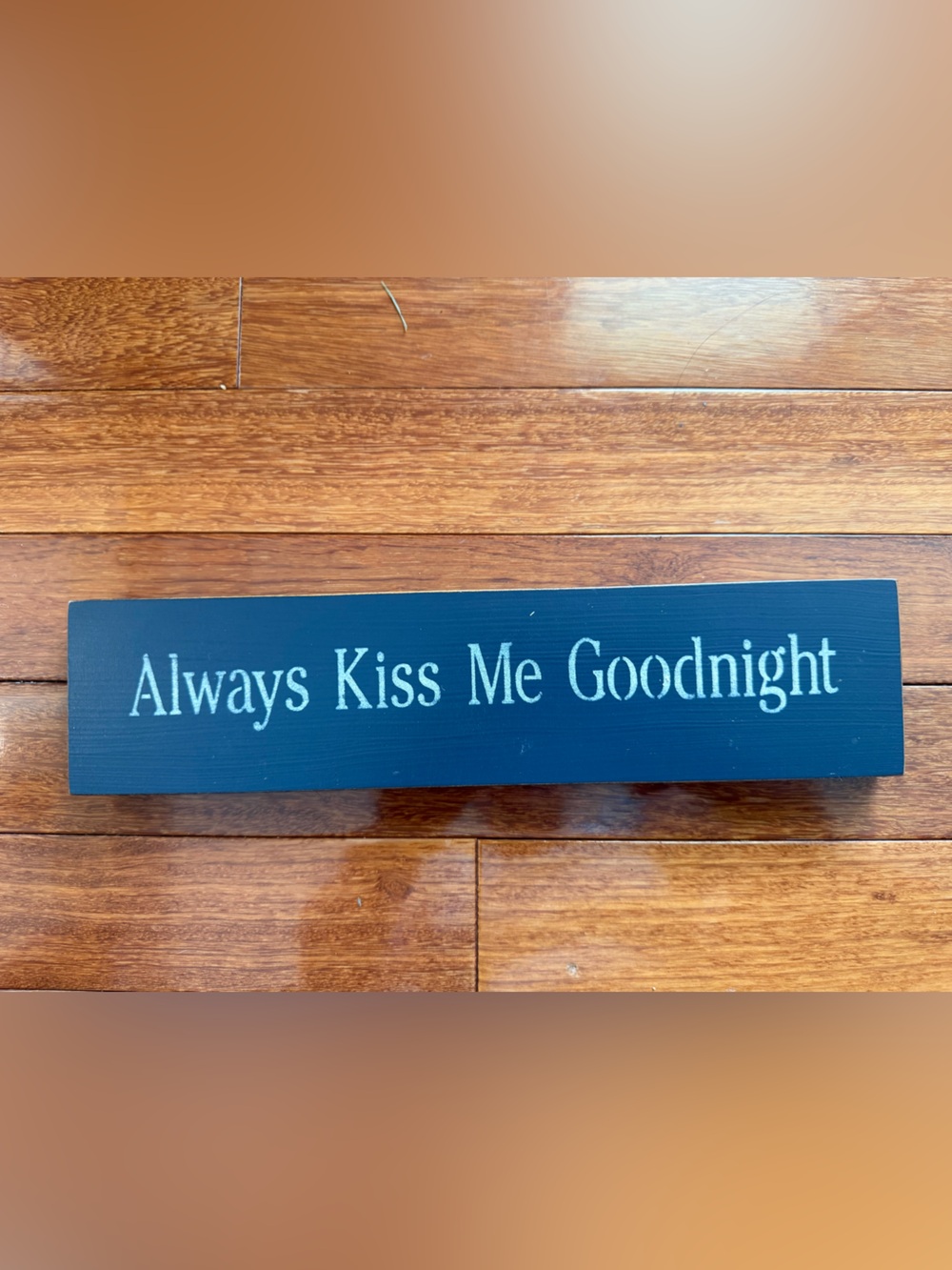 Always Kiss Me Goodnight Navy Wood Block Sign by